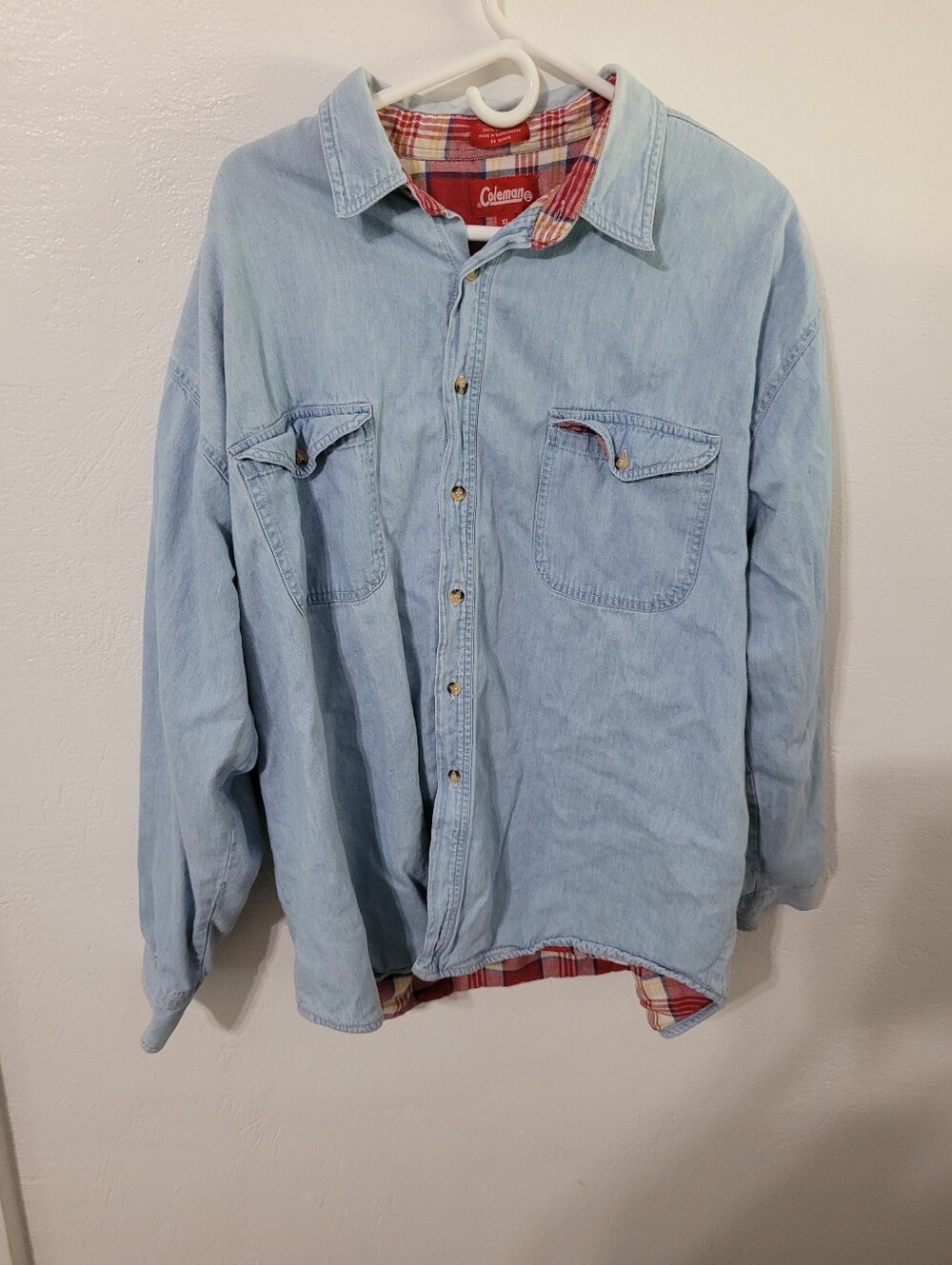Coleman Chore Coat Shacket Size XL Flannel Lined Utility Outdoor Cotton